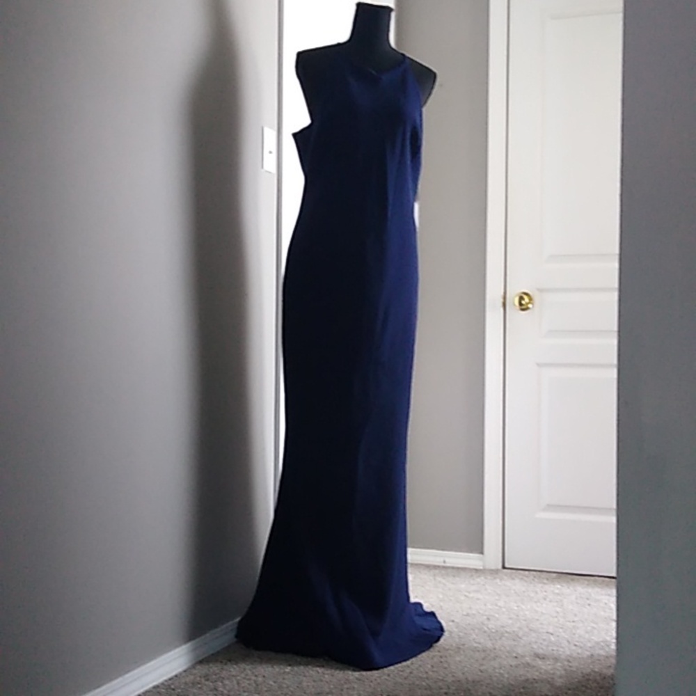 Calvin Klein Womens Maxi Dress Navy Blue Sleeveless Halter size 12 New With Tags